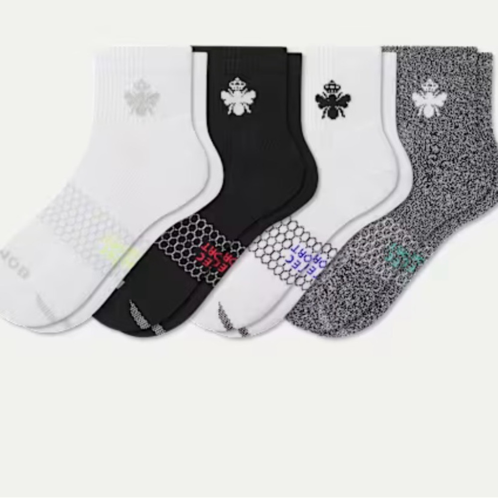 NEW!! Bombas Women's All Sport Quarter Sock 4-Pack size M